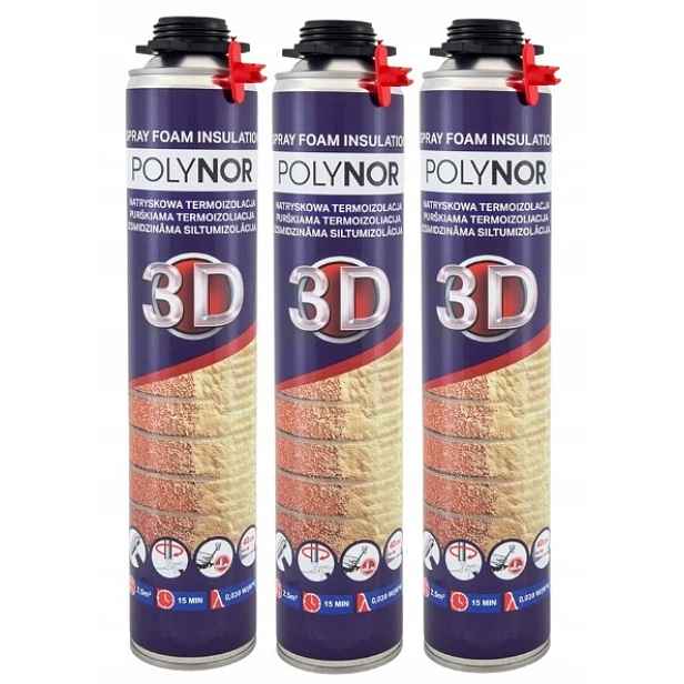 Pur Sprchová Pěna Polynor 3D 850 ml pro zateplení podkroví 3 kusy