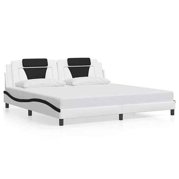 vidaXL Rám postele Viana bez matrace bílý a černý 200 x 200 cm umělá kůže