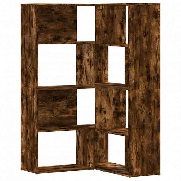 vidaXL Rohová knihovna 4patrová kouřový dub 85 x 85 x 140 cm kompozit