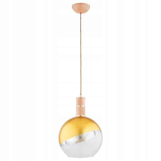 Alfa Livo závěsná lampa dřevěná, skleněná koule, 1xE27, 15 W, do kuchyně