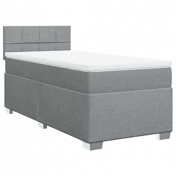 vidaXL Box spring postel s matrací světle šedá 90x190 cm textil