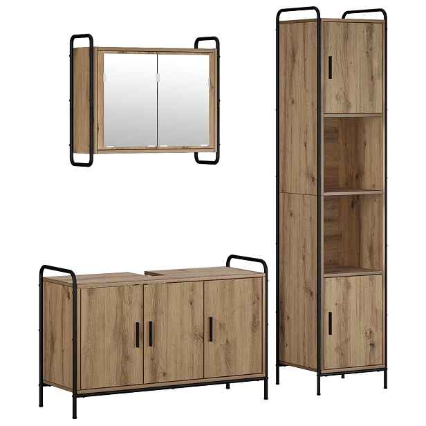 vidaXL Sada koupelnových skříněk 3 ks Dub artisan 40 x 36 x 181 cm