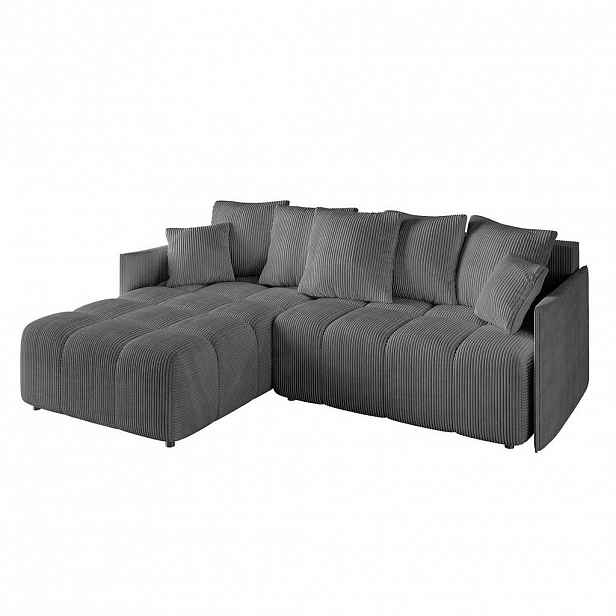ALTDECOR ROHOVÁ SEDACÍ SOUPRAVA s otomanem vlevo LONLI-L 251x189x68 tmavě šedý manšestr