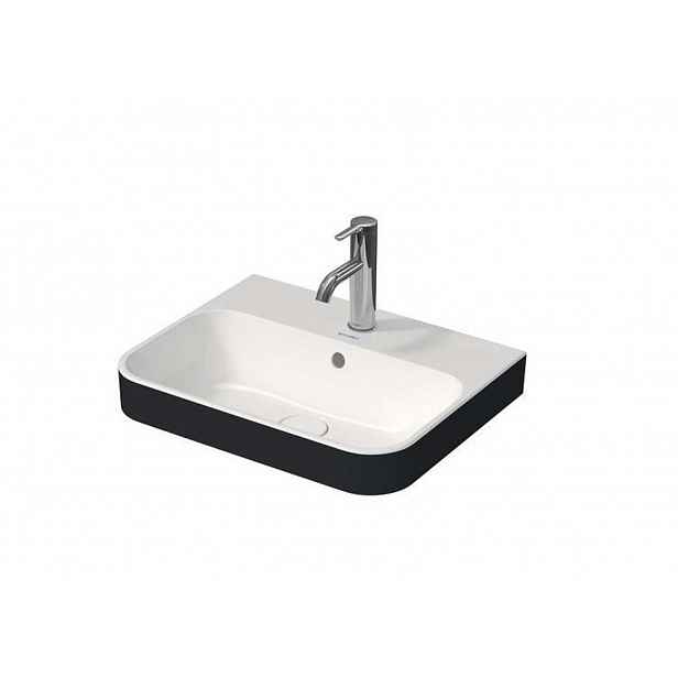 Duravit Happy D.2 - Umyvadlo na desku, 50x40 cm, s přepadem, otvor pro baterii, s výpustí, antracit/bílá 2360506100