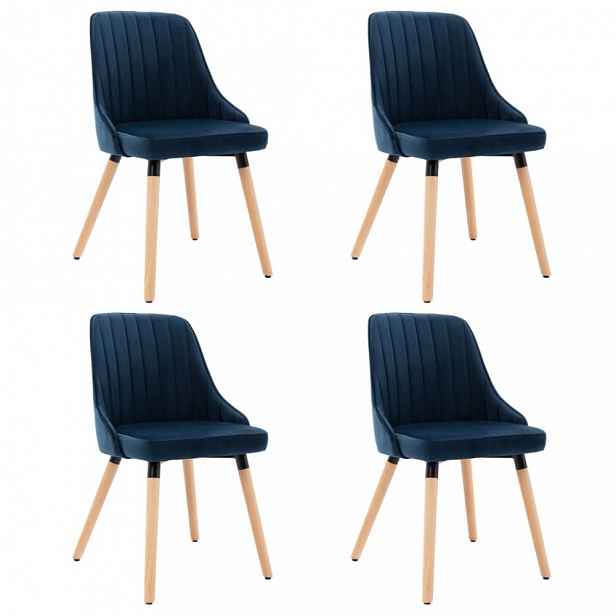 Jídelní židle 4 ks látka / buk Modrá - výška: 88 cm