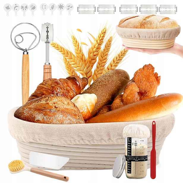 Košík Na Kynutí Chleba, Hrání, Oválný, Výrůstek Pečiva, Sada 11 Ks