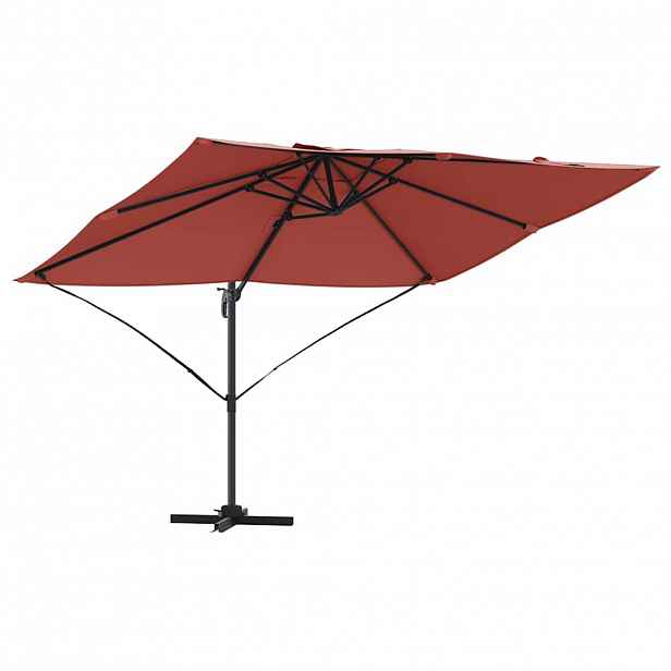 vidaXL Slunečník 351 x 250 x 260 cm Polyester a hliník Cihlová