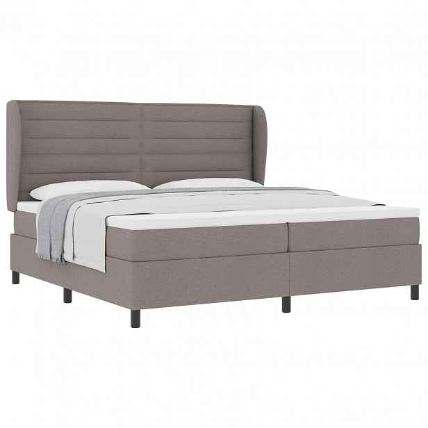 vidaXL Postel s boxspringem s čelo Taupe 200 x 200 cm textil