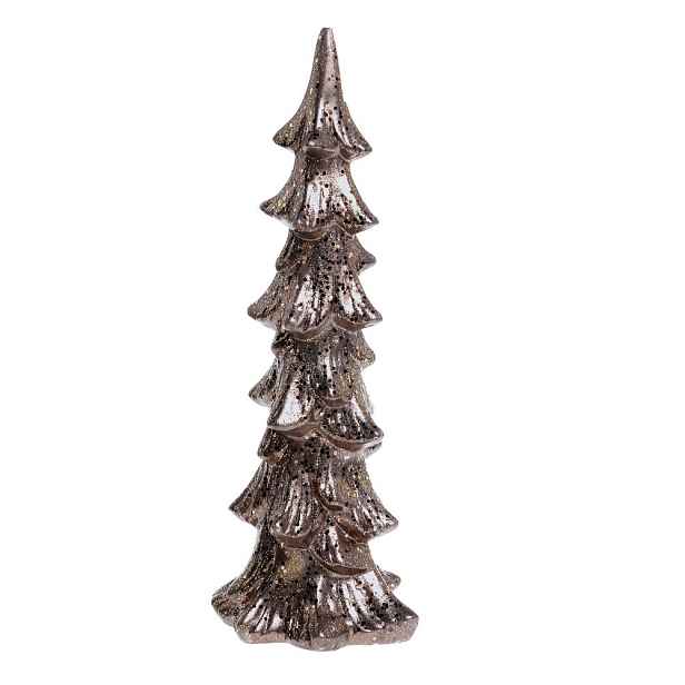 Keramický třpytivý dekorační vánoční stromek Mocca - 14*11*37 cm Chic Antique