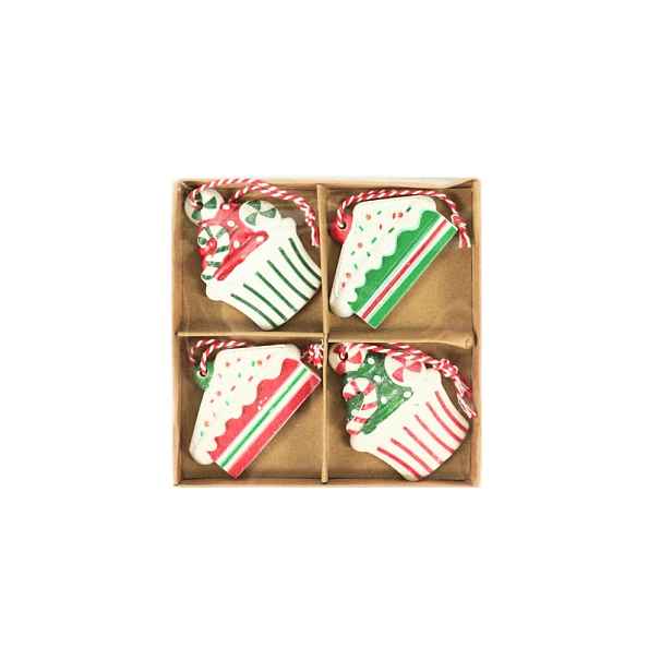 Sada 4 ks vánočních ozdob CHRISTMAS PATISSERIE 6 cm