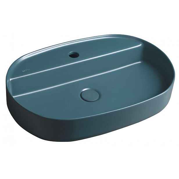 Sapho Isvea - Umyvadlo na desku 60x40 cm, otvor pro baterii, zelená petrol 10NF65060-2P