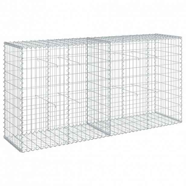 vidaXL Gabionový koš s víkem 200 x 50 x 100 cm pozinkované železo