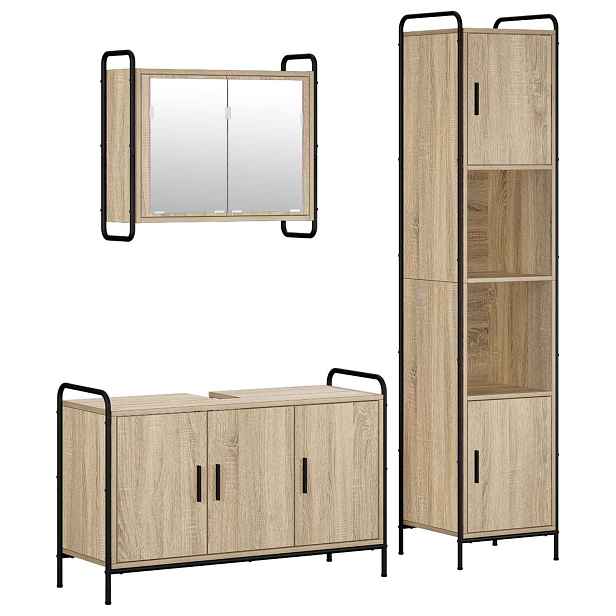 vidaXL Sada koupelnových skříněk 3 ks Dub sonoma 40 x 36 x 181 cm