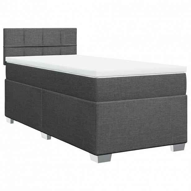 vidaXL Box spring postel s matrací tmavě šedá 90x190 cm textil