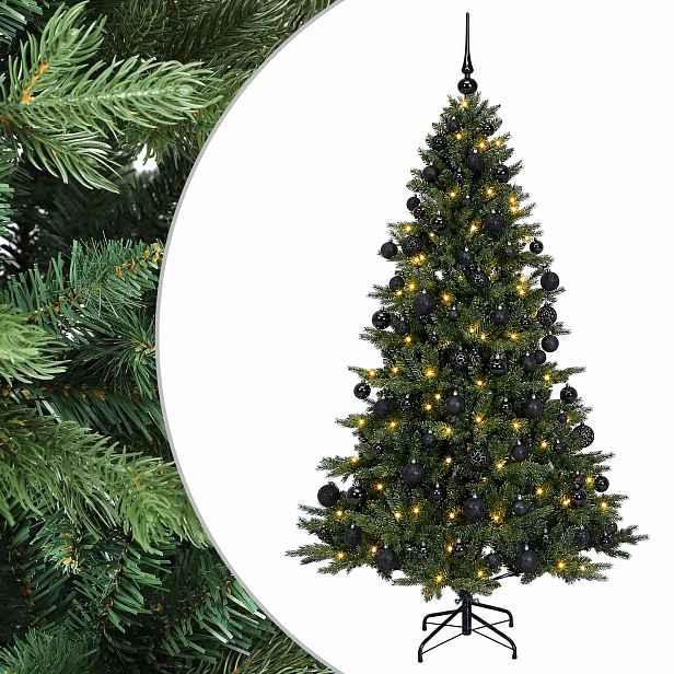 vidaXL Umělý vánoční stromek s vánočními koulemi 210 cm 300 LED