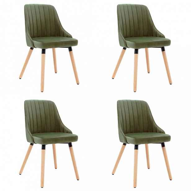 Jídelní židle 4 ks látka / buk Světle zelená - výška: 88 cm