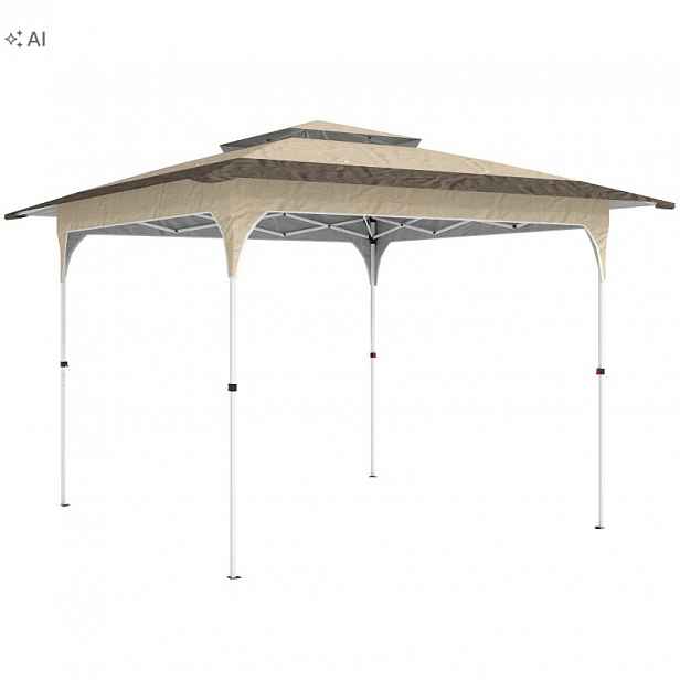 Outsunny Skládací pavilon 3,5x3,5 m Stan Altán Dvojitá střecha UPF50+ Khaki