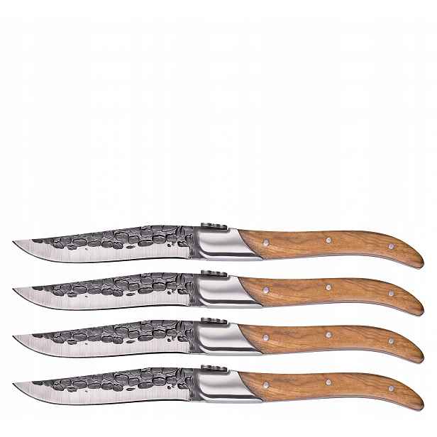 Sada ZassenHaus Bull na steaky pizzu pro 2 osoby 4 pcs 10 cm olivové dřevo