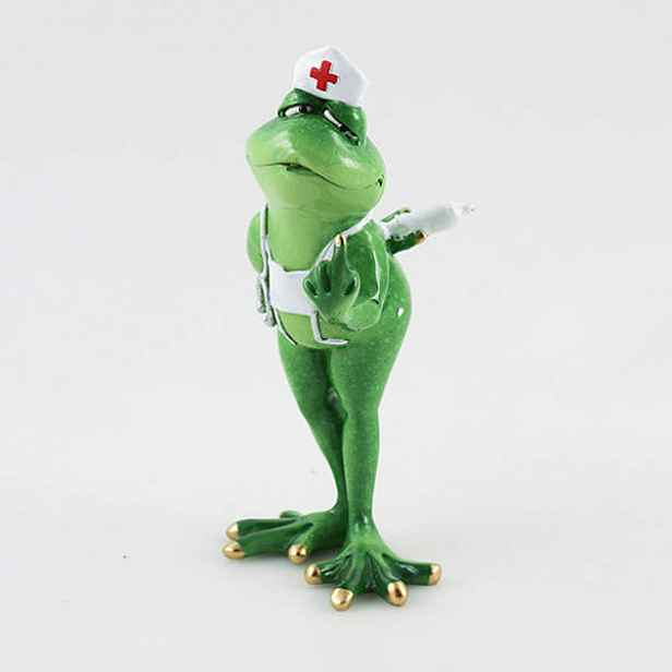Žába zdravotní sestra polystone zelená 19cm