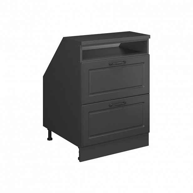 Vicco ŠIKMÁ SKŘÍŇ Rion Antracitový venkovský dům 60 x 81.6 cm se 2 zásuvkami, korpus skříně hloubka 60 cm
