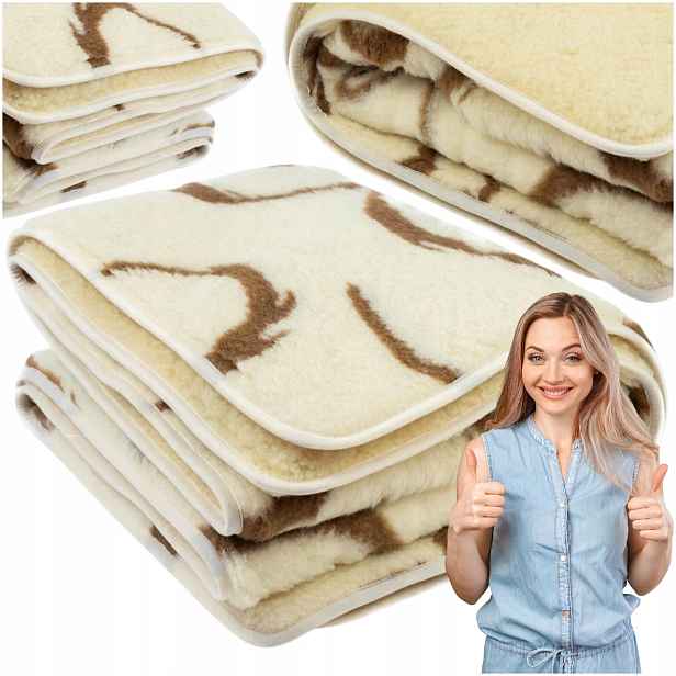 Vlněná přikrývka oboustranná Lumaka z merino 155x200 hnědá/ecru