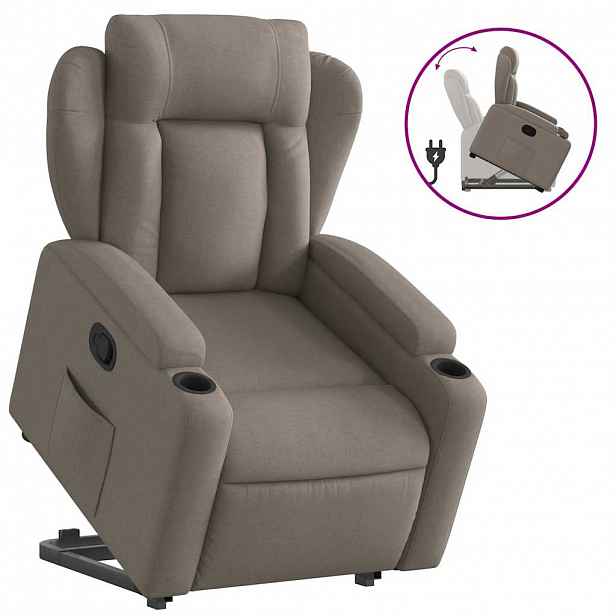 vidaXL Zvedací polohovací křeslo taupe textil