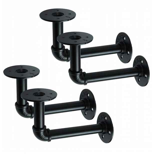 Držák pro nástěnnou poličku s rozměrem 230 x 156 mm, trubka, loft, industriální