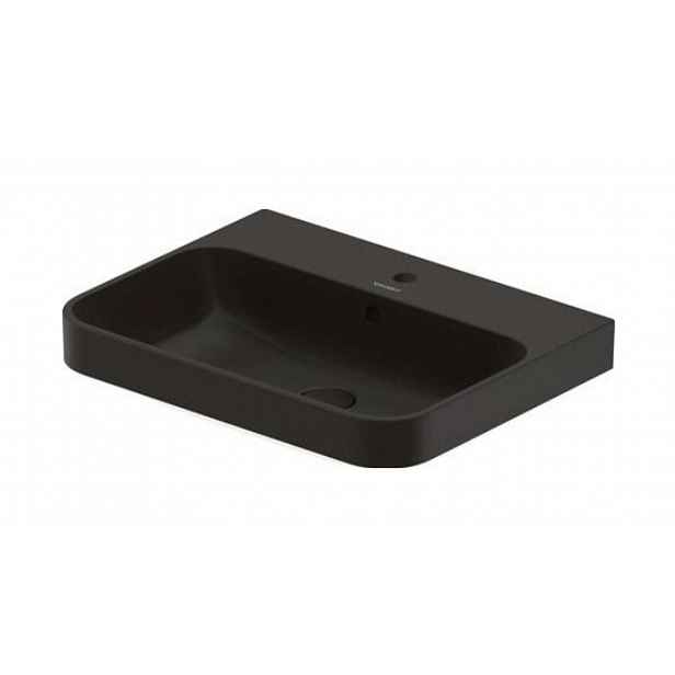 Duravit Happy D.2 - Umyvadlo na desku, 60x46 cm, s přepadem, otvor pro baterii, s výpustí, antracit 2360601300