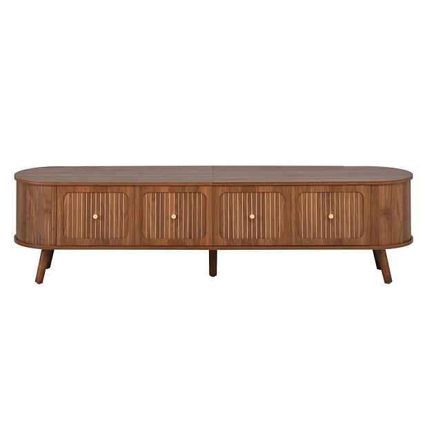 Modenvie NÍZKÁ komoda z MDF a dřevotřísky, 180/38/47 cm, ořechová, se sklopnými dvířky