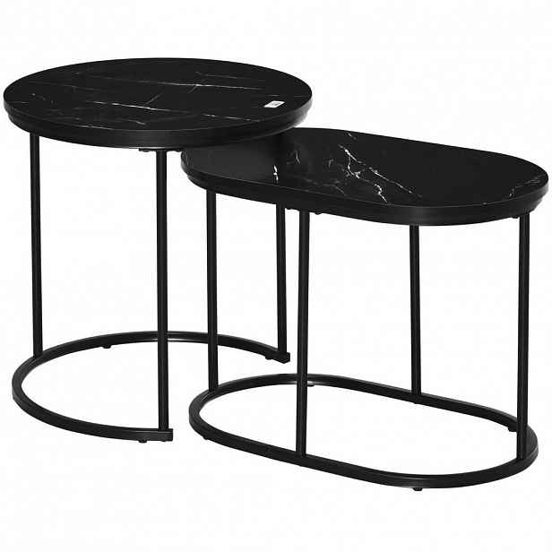Modfu SADA konferenčních stolků z oceli a MDF 50x50x50,5 cm a 60x36x43,5 cm černá stohovatelná s nastavitelnými nožkami