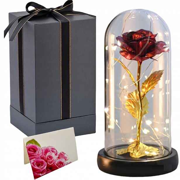 stabilizovaná růže ve skle Svítící Led Dárek Flower Box Den babiček a žen 09