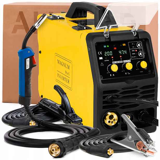 Svařovací Stroj 3V1 Magnum Mig Mag 204 Mma 230V 200A Tig Lift 2T/4T Arc Force Igbt