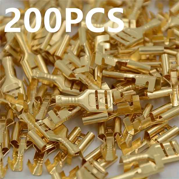 TEMU 200 ks 6,3 mm 6,3 krimpovací koncovka samice, plochá konektor