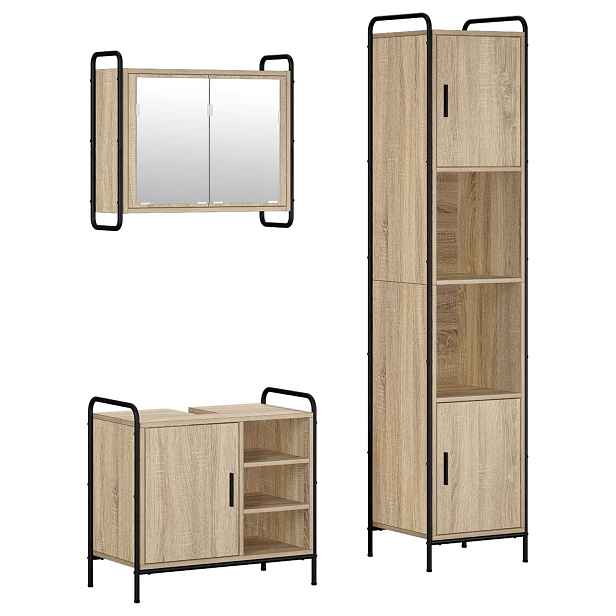 vidaXL Sada koupelnových skříněk 3 ks Dub sonoma 40 x 36 x 181 cm