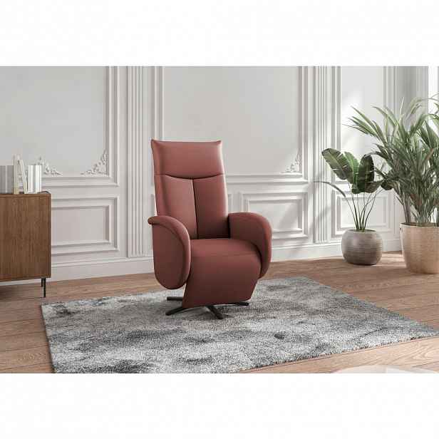 Sit & More RELAXAČNÍ KŘESLO, kůže, červenohnědá