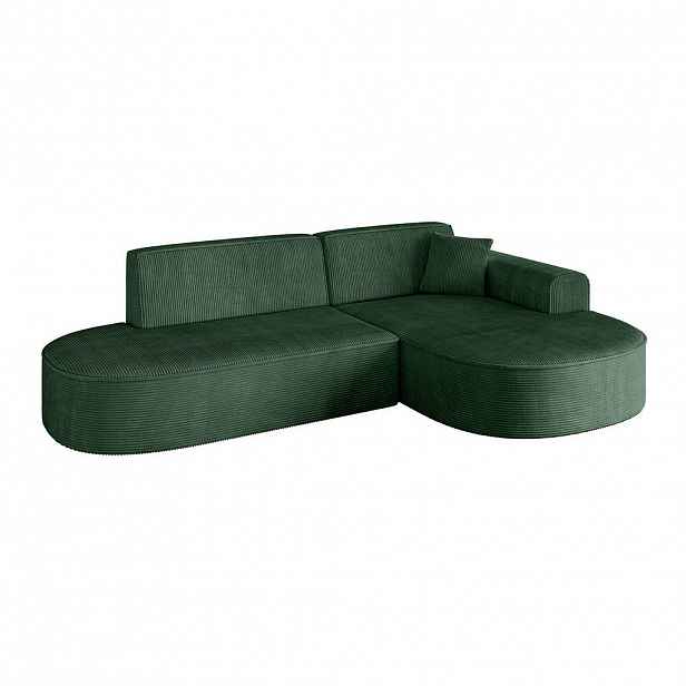 ALTDECOR ROHOVÁ SEDACÍ SOUPRAVA s otomanem vpravo MARI-L1 – 243 × 171 × 79 cm, zelený manšestr