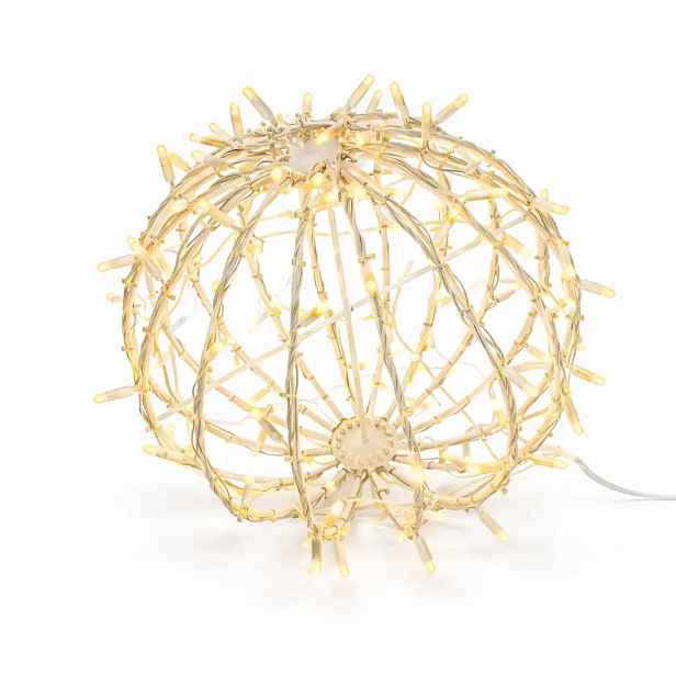 Easy fix 3D LED svítící koule, skládací, pr. 40 cm, teple bílá, bílý kabel, IP67, hliník