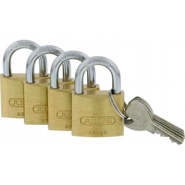 Mosazný visací zámek s třmenem dvojité zamykání Quad-Pack Sb 4ks Abus