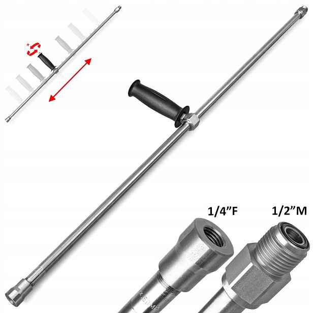 Nerezová lanka s úchytem Max. 600BAR Inox ST-3600 1000 mm 1/4"F 1/2"M 1 m
