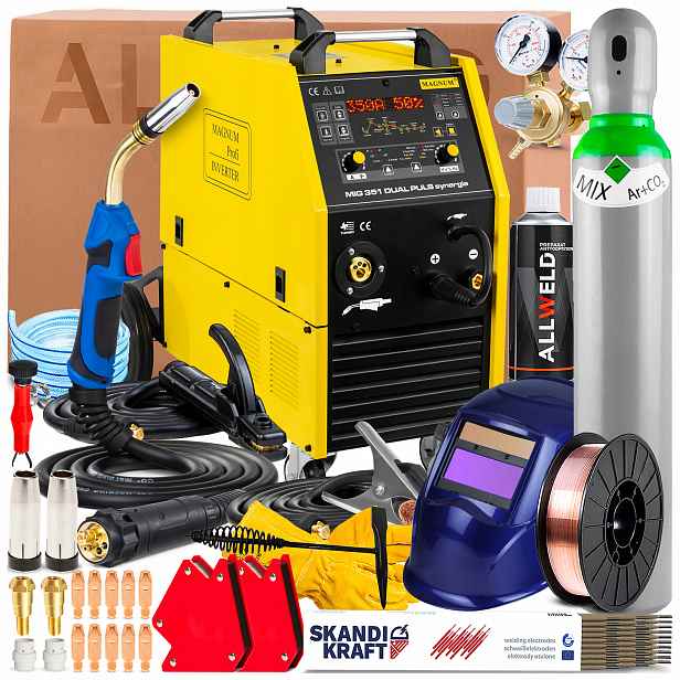 Svařovací Stroj Magnum Mig 351 Dual Puls Synergie 400V 350A Tig DC Lift Mma 2T/4T