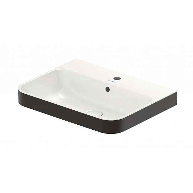 Duravit Happy D.2 - Umyvadlo na desku, 60x46 cm, s přepadem, otvor pro baterii, s výpustí, antracit/bílá 2360606100