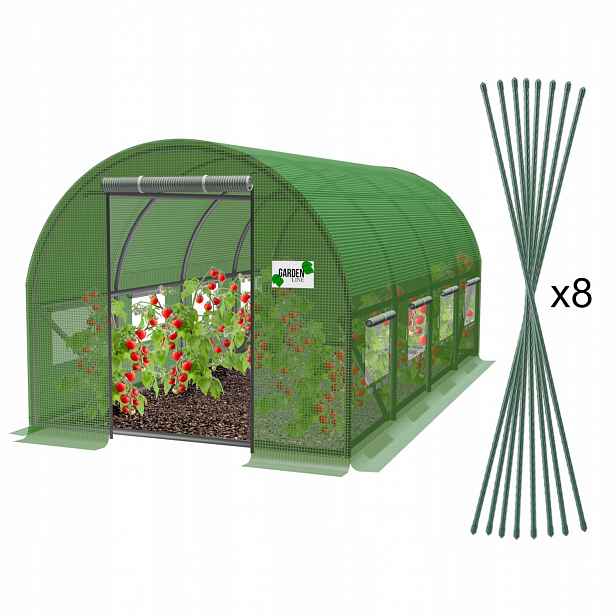 Foliový tunel velký 6x3x2 m Zahradní skleník silný UV4 tyčky na Rajčata