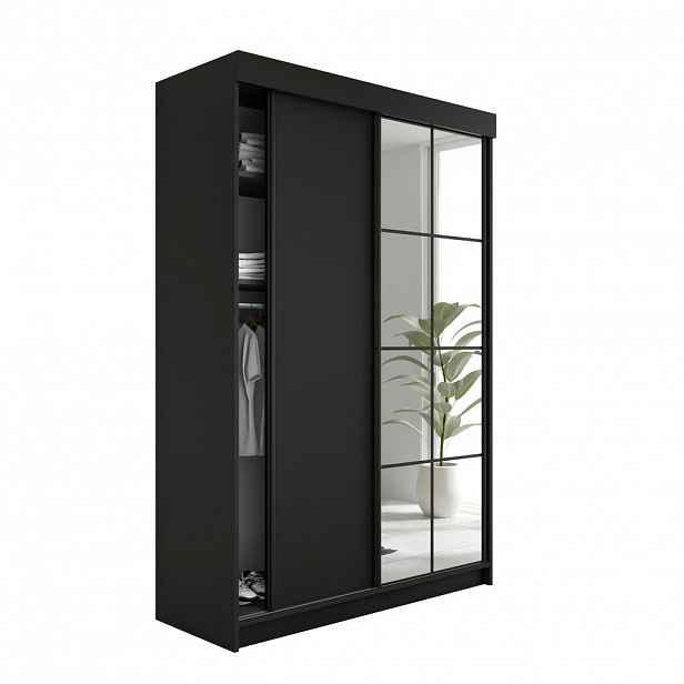 Kier Furniture POSUVNÁ ŠATNÍ SKŘÍŇ LAMARO 167x205x59cm - Černá