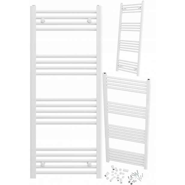 Koupelnový Radiátor Bílý Žebříkový 50x120 cm Montáž 180° Radiátor Breno