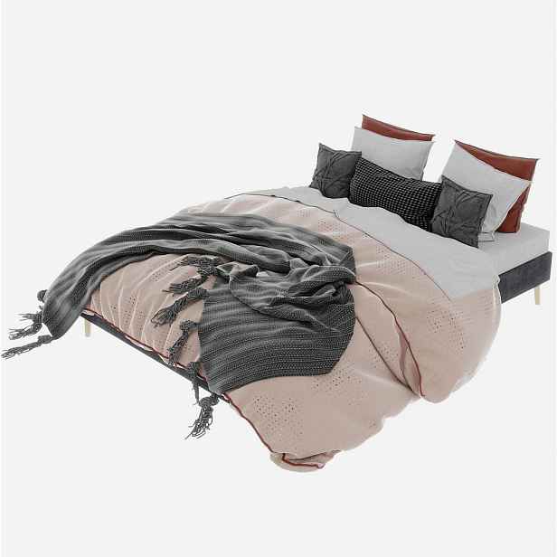 Redom ČALOUNĚNÁ postel 160/200 cm s moderním minimalistickým designem, potahem z Dutch velvet a nízkou konstrukcí, Šedá