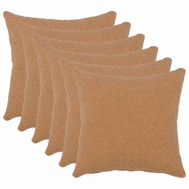 vidaXL Povlak na polštář 6 pcs HEERLEN Béžová 35 x 35 cm Bouclé