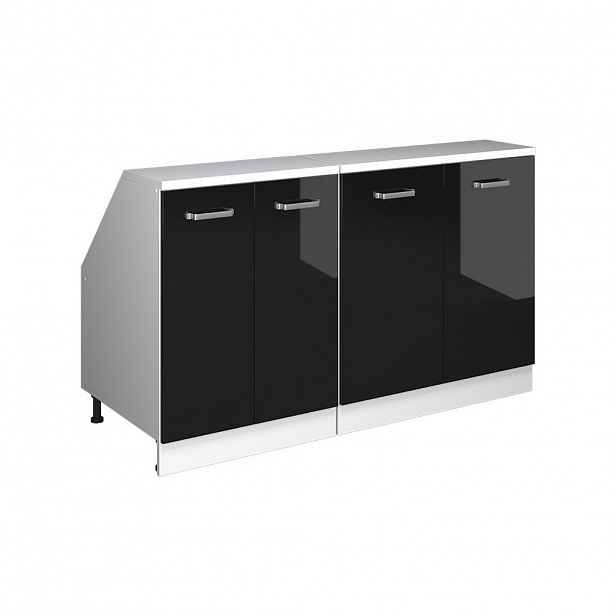 Vicco SADA SKŘÍNÍ PRO ŠIKMOU STŘECHU Rion Černý vysoký lesk 140 cm Sada 2 korpusů skříně hloubka 60 cm