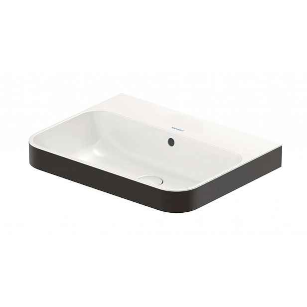 Duravit Happy D.2 - Umyvadlo na desku, 60x46 cm, s přepadem, bez otvoru pro baterii, s výpustí, antracit/bílá 2360606160
