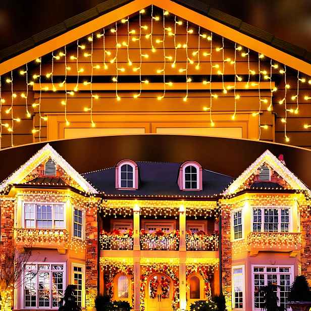 Řetězová Světelný závěs rampouchy 20 M 800 Led světel teplá bílá