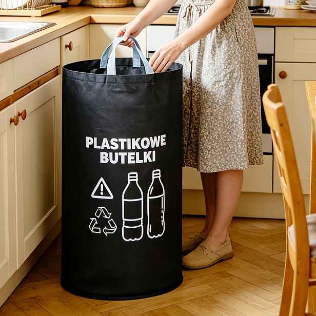 TEMU Vnitřní recyklační koš, 600D oxfordská tkanina, skládací, recyklační koš na plastové lahve s velkou kapacitou, skládací úložný koš na plastové